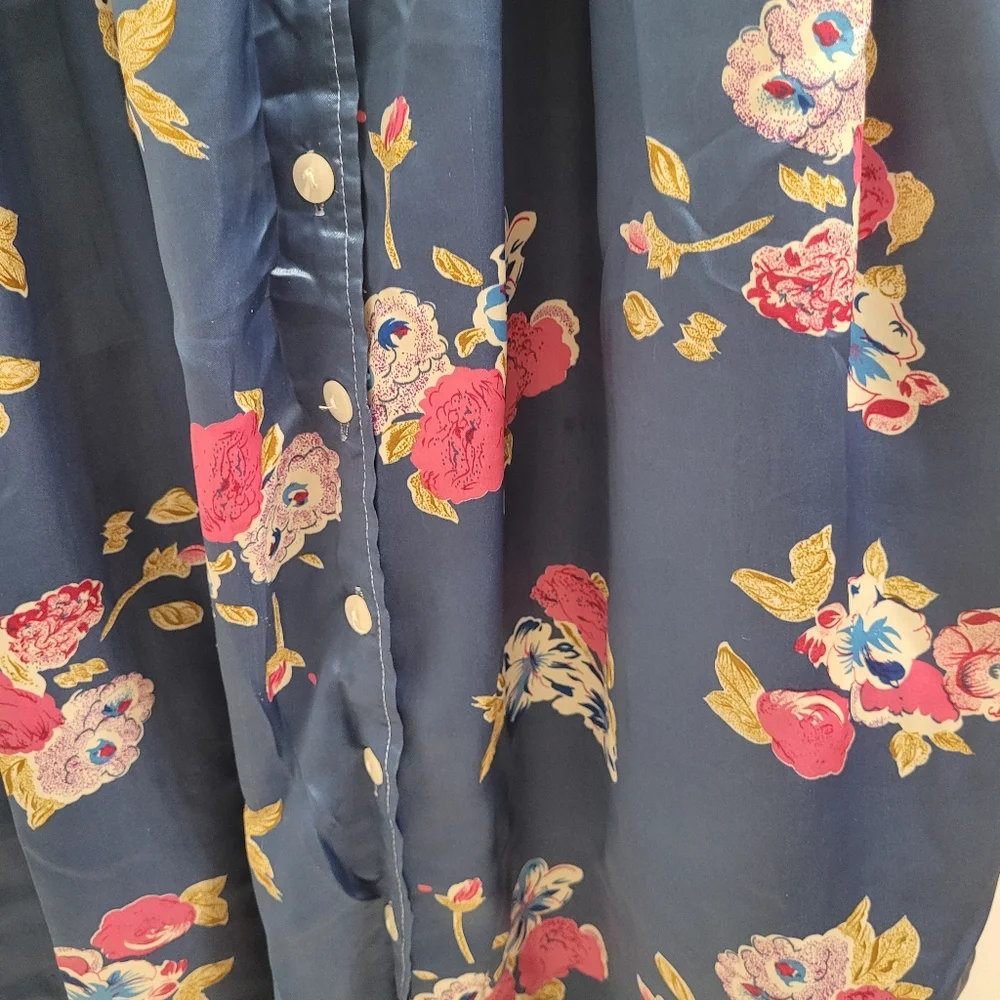 Lameera Sleeveless Jean Polyester Floral 90s Retro Vintage Dress Size Medium - Picture 4 of 9